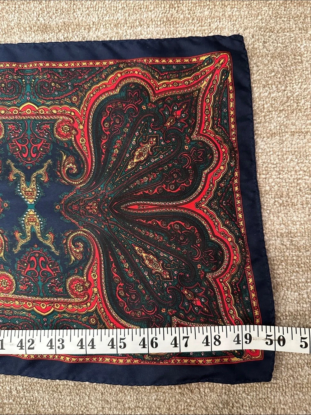 Elaine Gold for Collection XIIX 100% Silk Vintage Paisley Blue Red Women Scarf